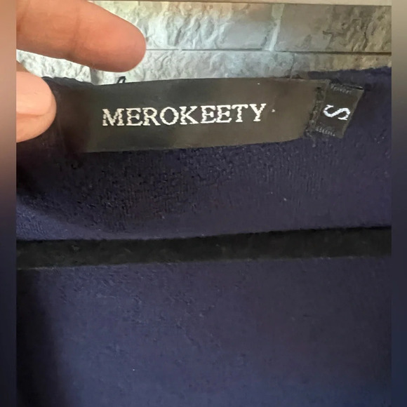 Merokeety size Small navy oversized hooded cardigan - Picture 2 of 9